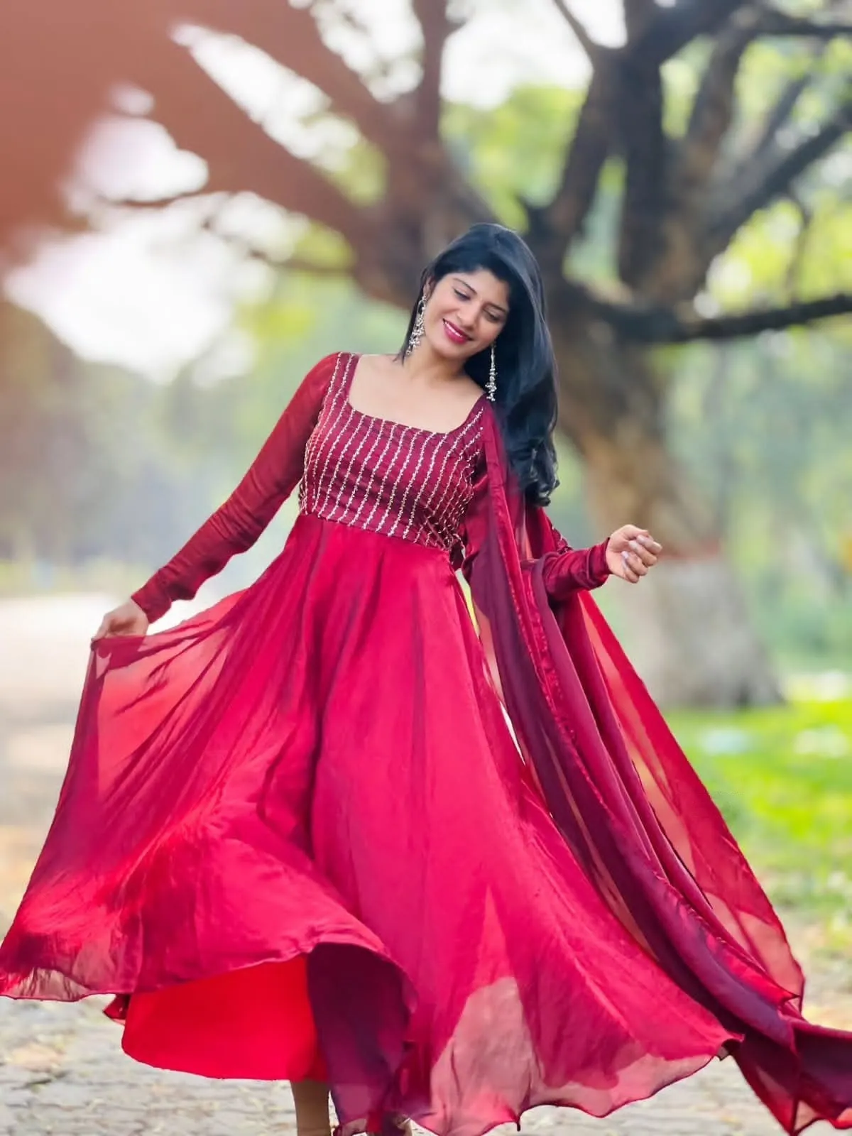Miyara Sparkling Georgette Saree Style Anarkali Salwar